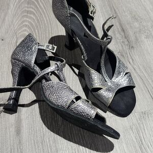 Elegant Silver Strappy Heels